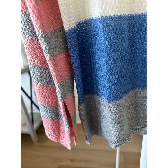 Pink Lily lightweight color block spring color crewneck sweater Womens small Pea - Picture 3 of 7